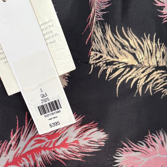 Etcetera Black Metallic Feather Print Gala Dress Size 0 - Picture 5 of 6